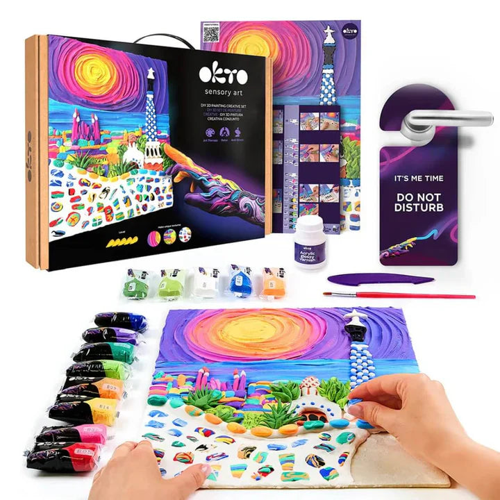 OKTO Air Dry Clay 3D Sensory Art Canvas Kits - Travel Theme RH