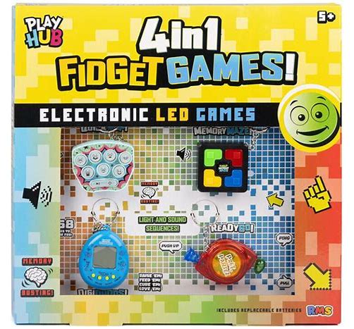 Playhub 4-In-1 Pocket Electronic LED Fidget Keyring Games